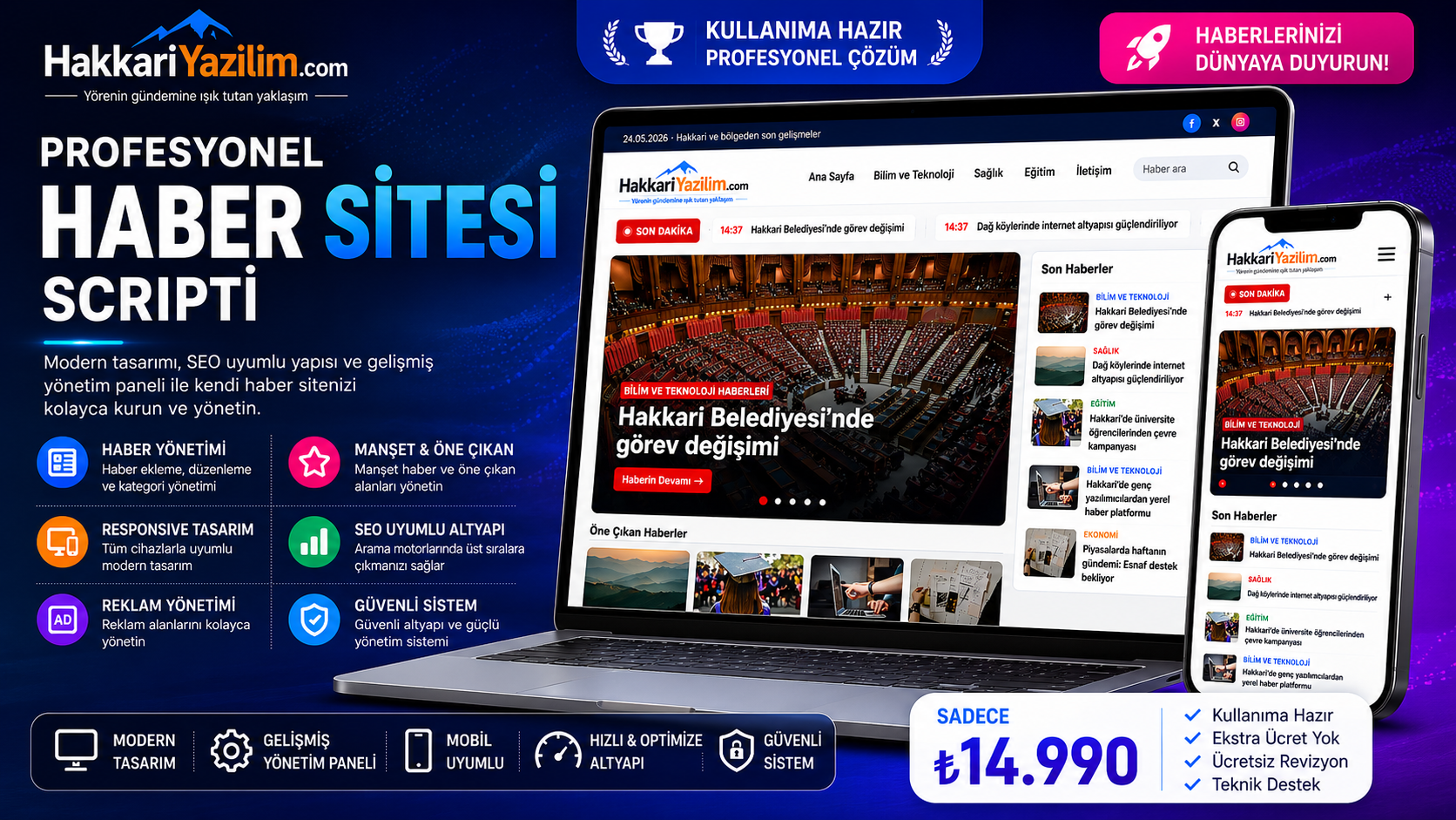Profesyonel Haber Sitesi Scripti – Modern & SEO Uyumlu Haber Yazılımı ürün görseli